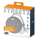 Wodoodporny głośnik Bluetooth STREETZ, 5 W, AUX, wbudowany mikrofon, szary