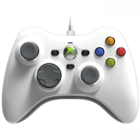 Kontroler przewodowy Xbox Series X|S, Xbox One i PC biały klasycznym designem Kontroler przewodowy Xbox Series X|S, Xbox One i PC biały klasycznym designem