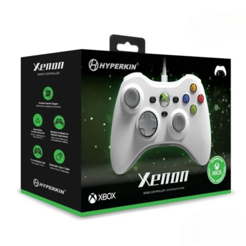 Kontroler przewodowy Xbox Series X|S, Xbox One i PC biały klasycznym designem Kontroler przewodowy Xbox Series X|S, Xbox One i PC biały klasycznym designem