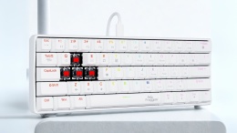 Mechaniczna klawiatura gamingowa – 60%, LED, Outemu Red, biała