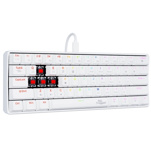 Mechaniczna klawiatura gamingowa – 60%, LED, Outemu Red, biała Mechaniczna klawiatura gamingowa – 60%, LED, Outemu Red, biała