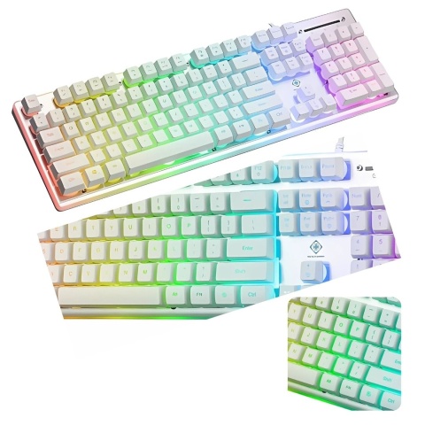 Membranowa klawiatura gamingowa RGB Biała Membranowa klawiatura gamingowa RGB Biała