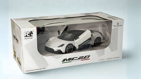 Zdalnie sterowany samochód Maserati MC20 RC 1:16 pilotem 2.4 GHz biały Zdalnie sterowany samochód Maserati MC20 RC 1:16 pilotem 2.4 GHz biały